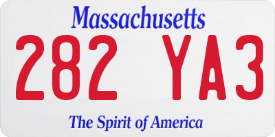 MA license plate 282YA3