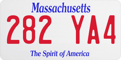 MA license plate 282YA4