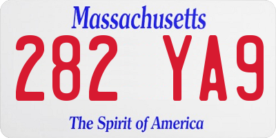 MA license plate 282YA9