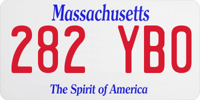 MA license plate 282YB0
