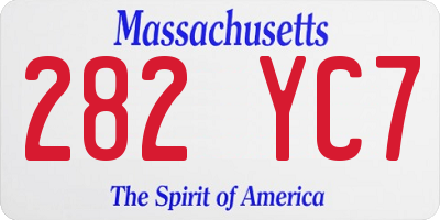 MA license plate 282YC7