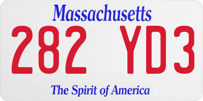 MA license plate 282YD3