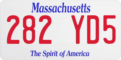 MA license plate 282YD5
