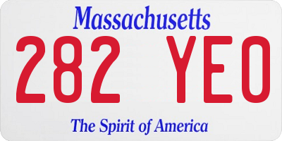 MA license plate 282YE0