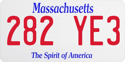 MA license plate 282YE3