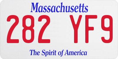 MA license plate 282YF9