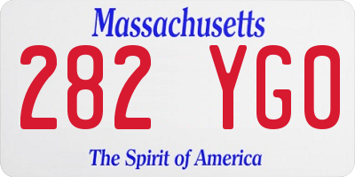 MA license plate 282YG0