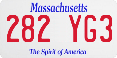 MA license plate 282YG3