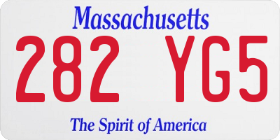 MA license plate 282YG5