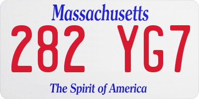 MA license plate 282YG7