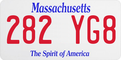 MA license plate 282YG8