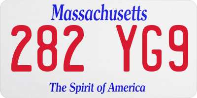 MA license plate 282YG9