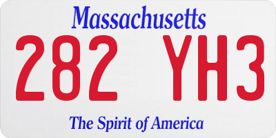 MA license plate 282YH3
