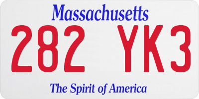 MA license plate 282YK3