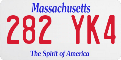 MA license plate 282YK4