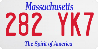 MA license plate 282YK7