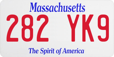 MA license plate 282YK9