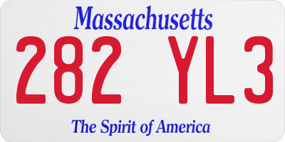 MA license plate 282YL3