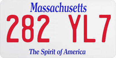 MA license plate 282YL7