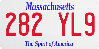 MA license plate 282YL9