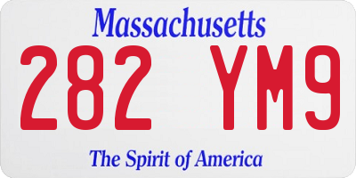 MA license plate 282YM9