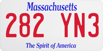 MA license plate 282YN3