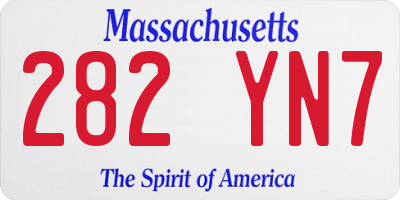 MA license plate 282YN7