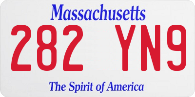 MA license plate 282YN9