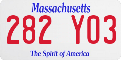 MA license plate 282YO3
