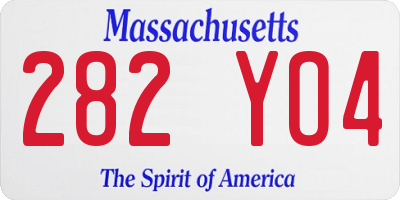 MA license plate 282YO4