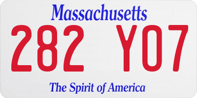 MA license plate 282YO7