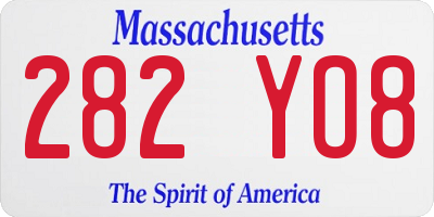 MA license plate 282YO8