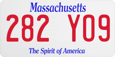 MA license plate 282YO9