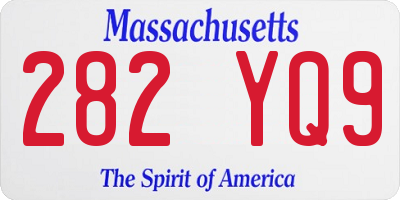 MA license plate 282YQ9