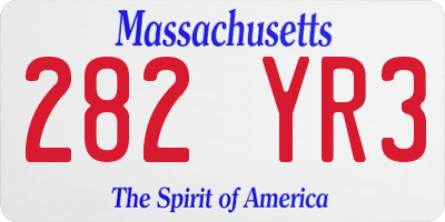 MA license plate 282YR3