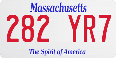 MA license plate 282YR7