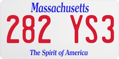 MA license plate 282YS3