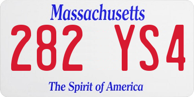 MA license plate 282YS4