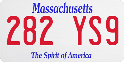 MA license plate 282YS9