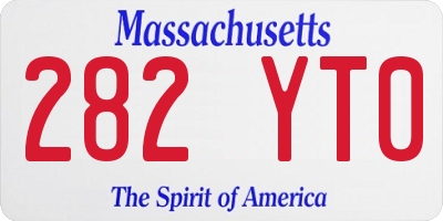 MA license plate 282YT0