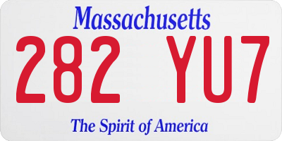 MA license plate 282YU7