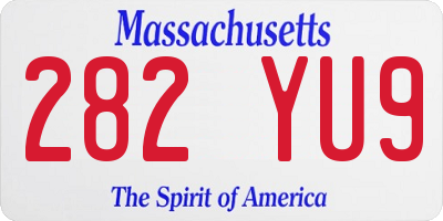 MA license plate 282YU9