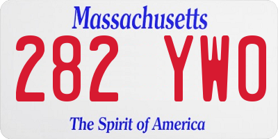 MA license plate 282YW0
