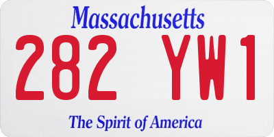 MA license plate 282YW1