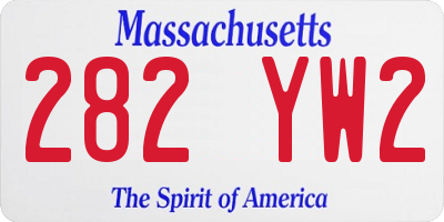 MA license plate 282YW2