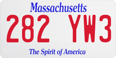MA license plate 282YW3