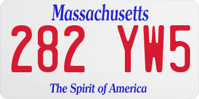 MA license plate 282YW5