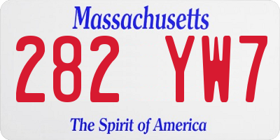 MA license plate 282YW7