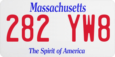 MA license plate 282YW8