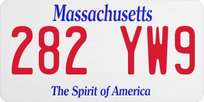 MA license plate 282YW9